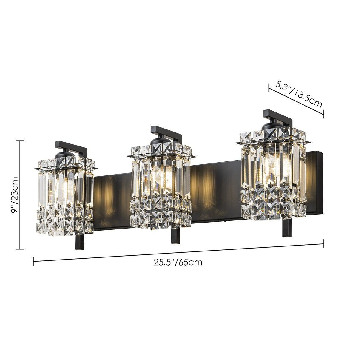 3-Light Modern Glam Bathroom Vanity Lights Crystal Wall Sconce Light for Mirror