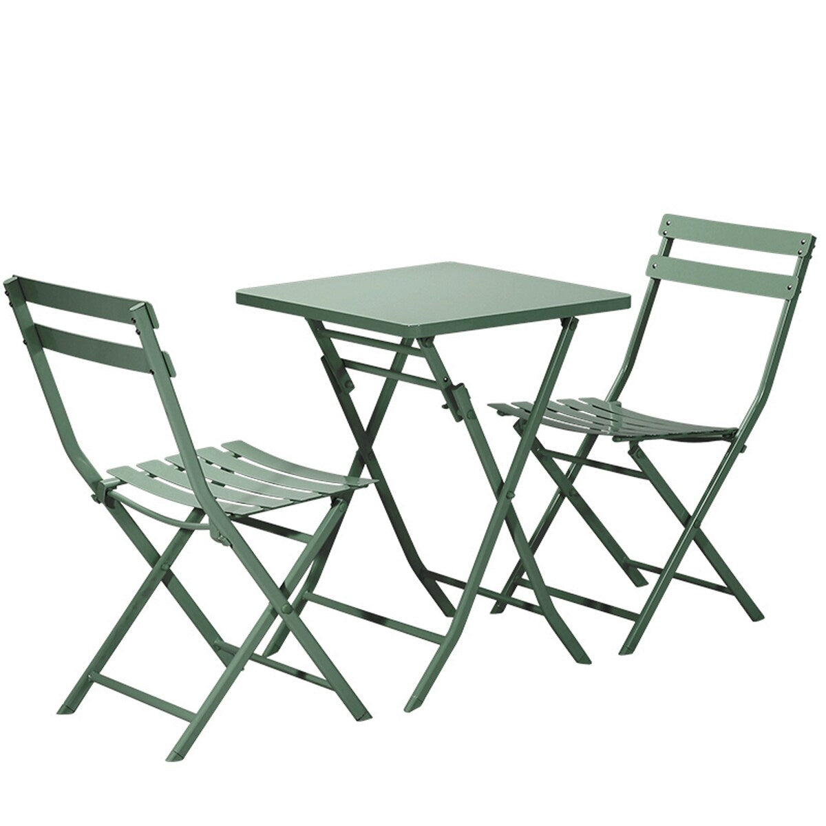 3 Piece Patio Minimalist Bistro Set Foldable Square Table & Chairs - 3-Piece