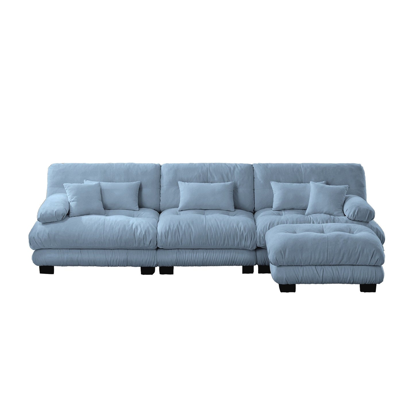 3-Seat Modular Sectional Sofa Deep Seat Couch L Shaped Cloud Couch with Convertible Ottoman for Living Room