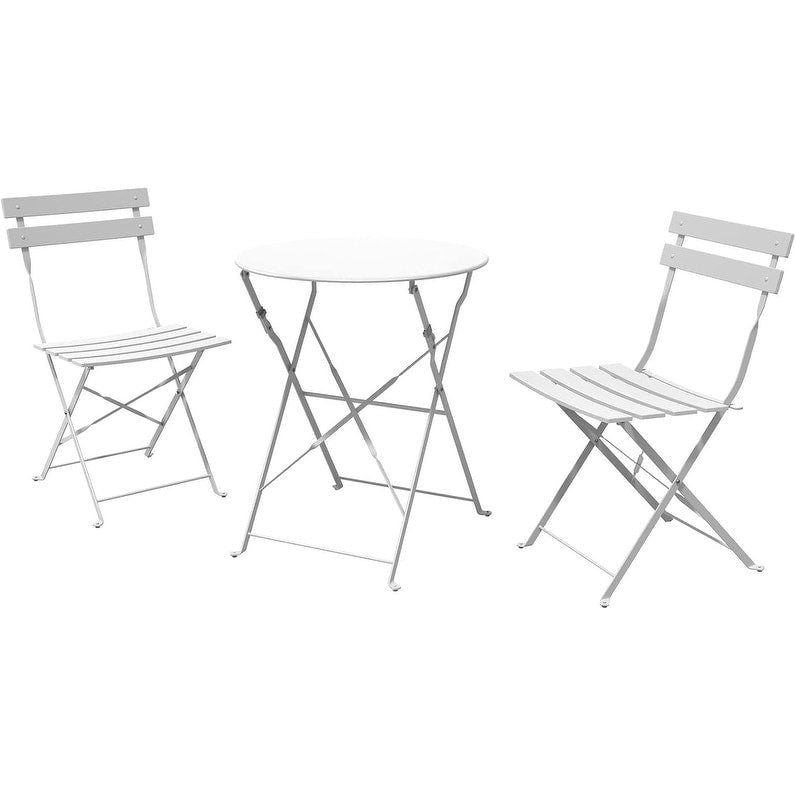 3pc Metal Folding Bistro Set, Weather-Resistant Outdoor/Indoor Conversation Set for Patio, Yard, Garden