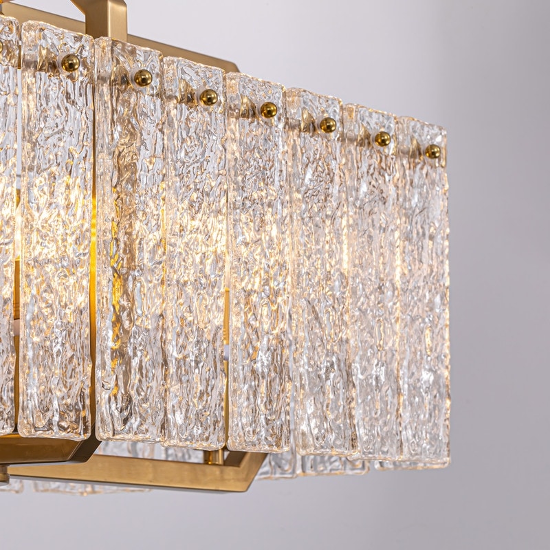 40 in. Linear Modern Crystal Chandeliers 16-Light Brass Gold Rectangular Chandelier for Dining Living Room Kitchen Island