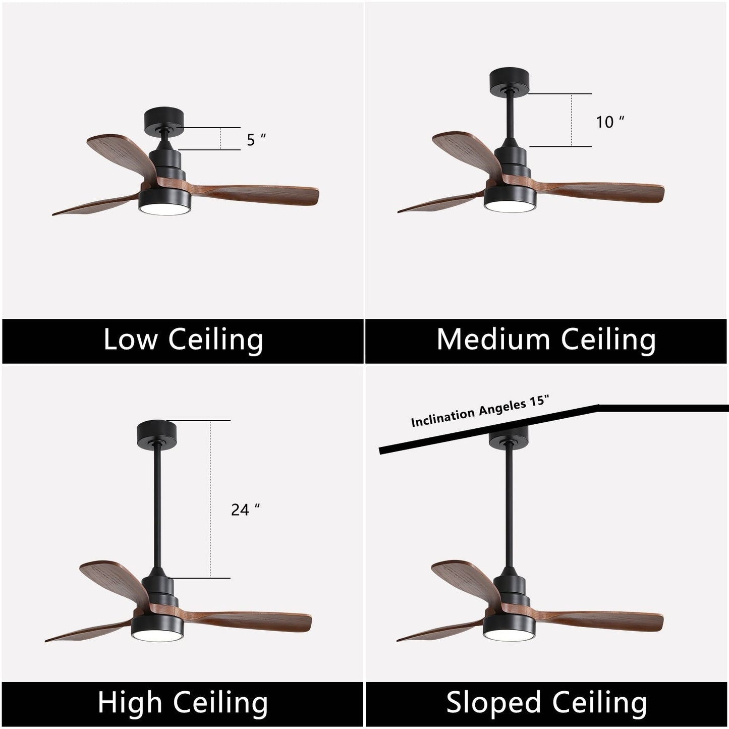 48 and 52 Integrated LED Ceiling Fan with Light and Remote, Reversible DC Motor
