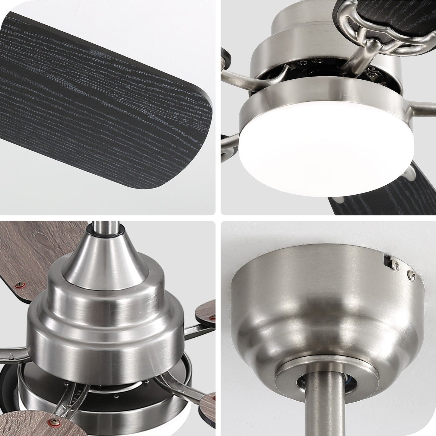 48 and 52 Integrated LED Ceiling Fan with Light and Remote, Reversible DC Motor