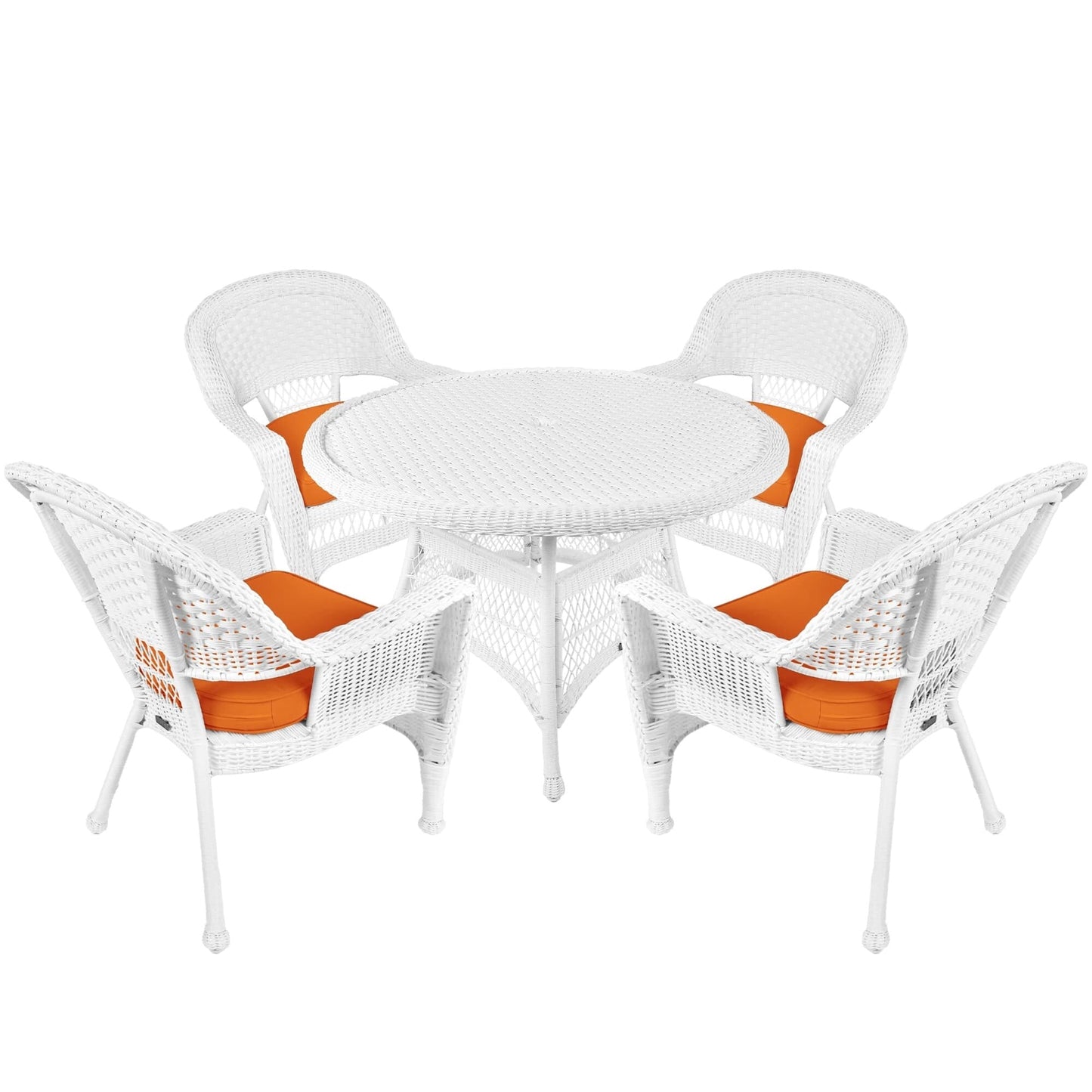 5-piece White Resin Wicker Dining Set