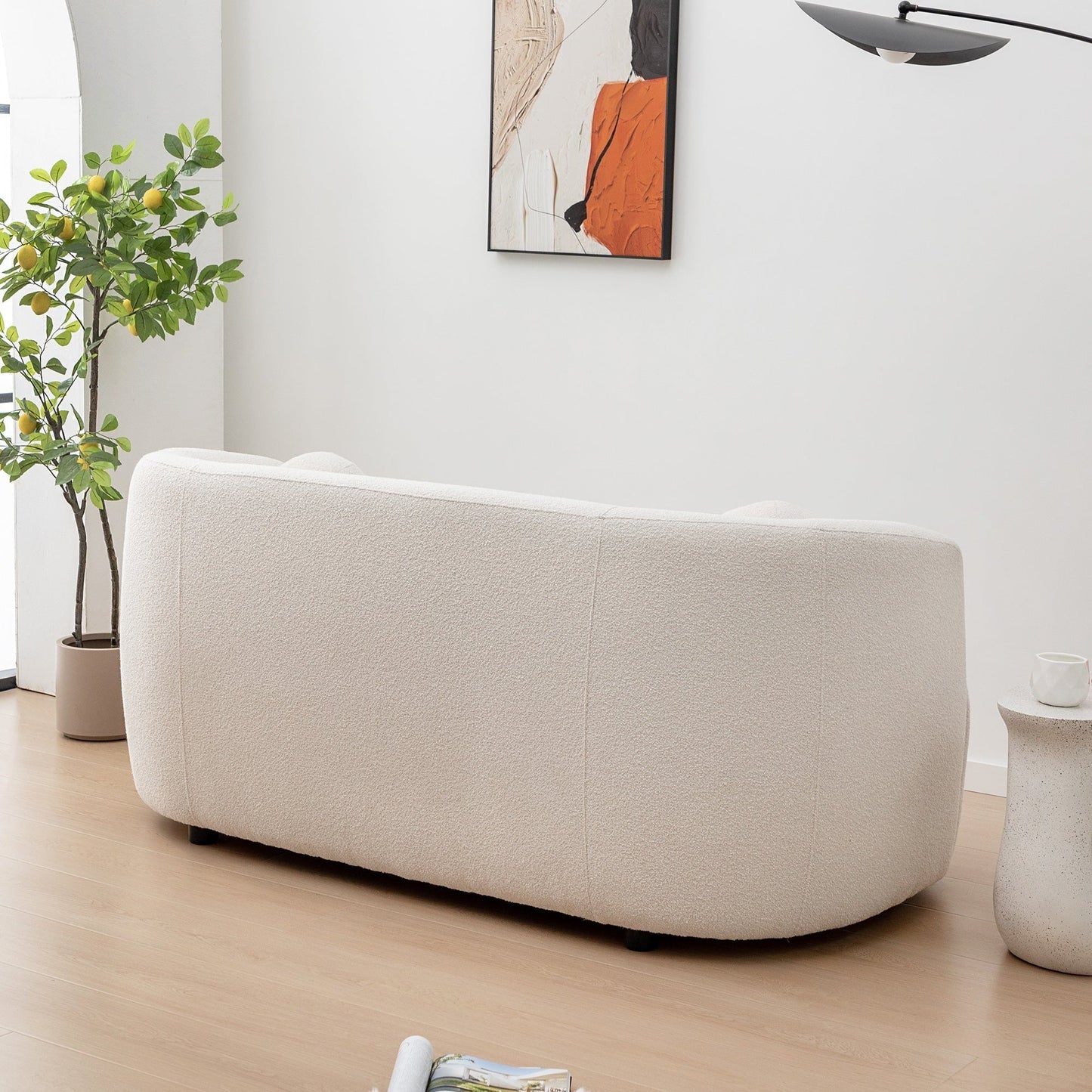 KINWELL Boucle Upholstered 2-Seats Loveseat with Pillows