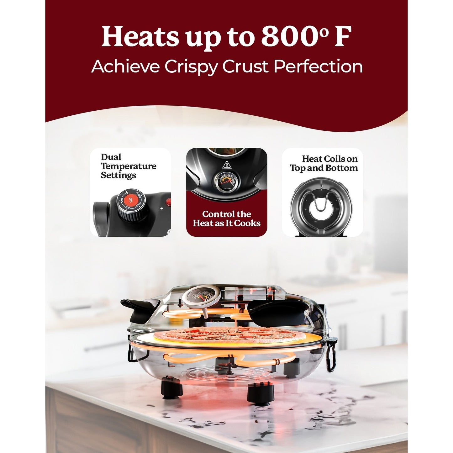 Granitestone Piezano Indoor/Outdoor Electric Pizza Oven w Ceramic Stone