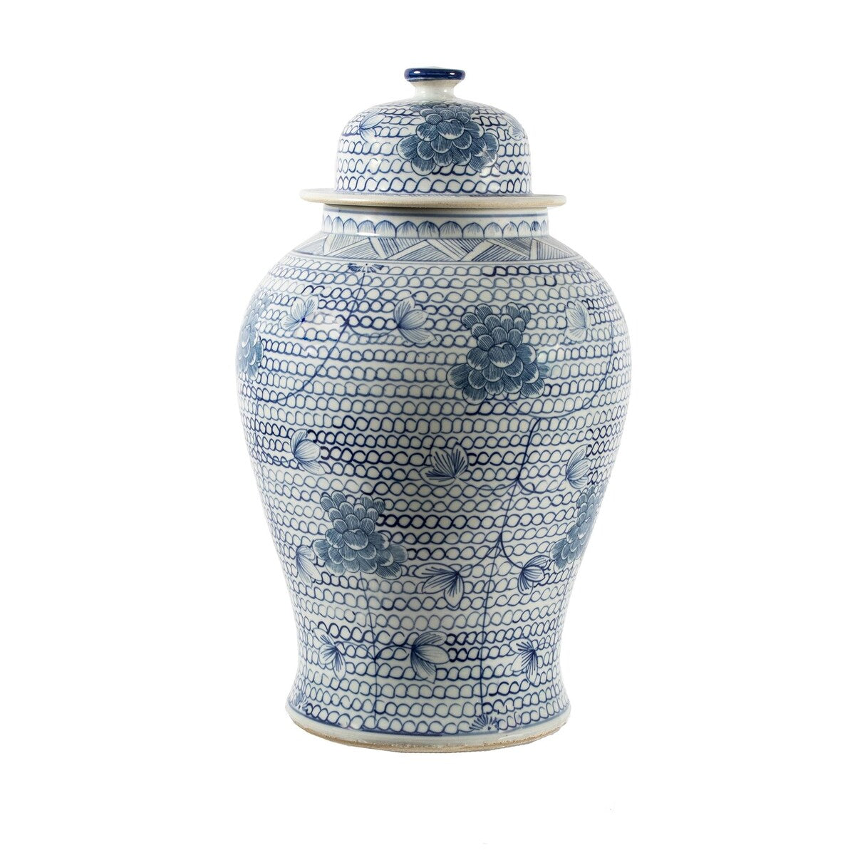 Handmade 16 Blue and White Decorative Porcelain Temple Jar