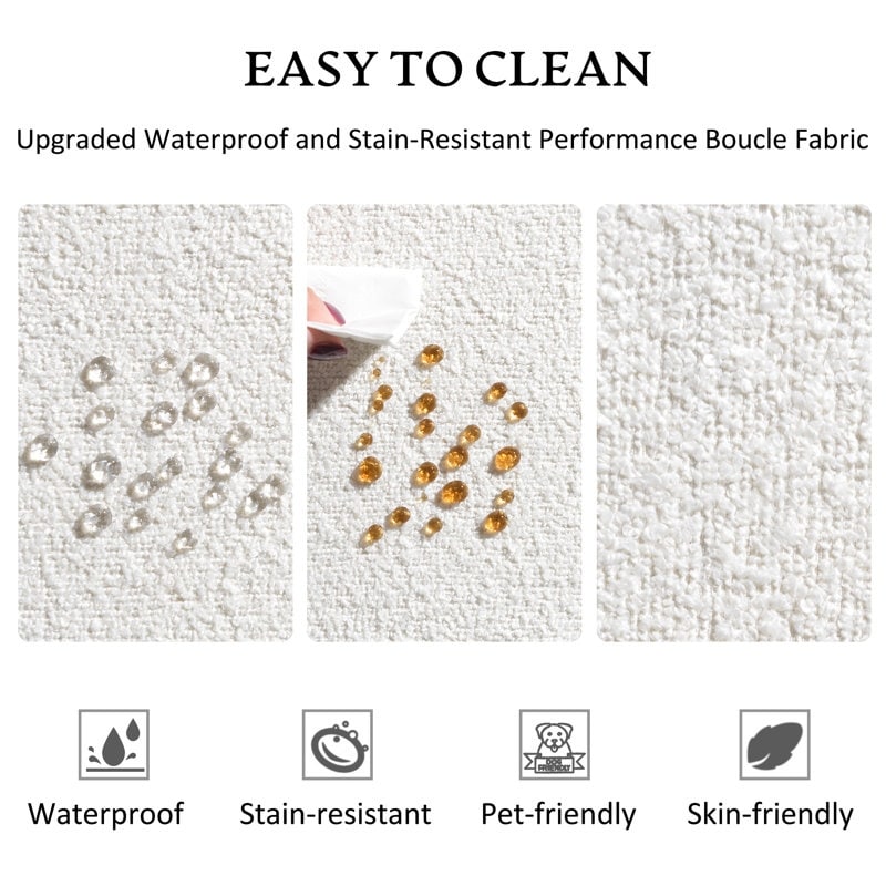 KINWELL Boucle Upholstered 2-Seats Loveseat with Pillows