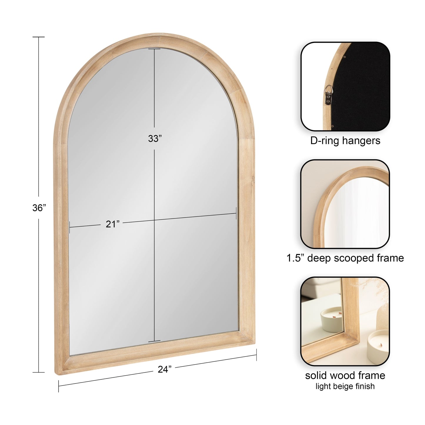 Kate and Laurel Hatherleigh Arch Wood Wall Mirror