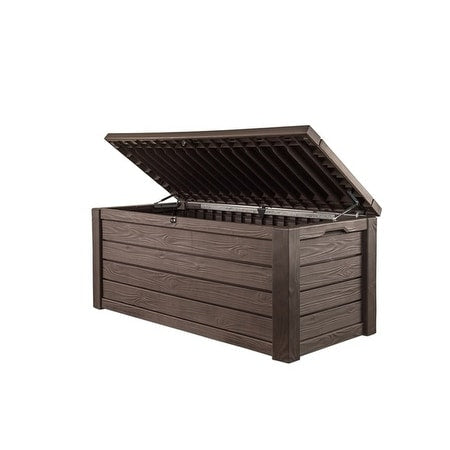 Keter Westwood 150 Gallon Large Durable Resin Outdoor Storage Deck Box For Furniture and Supplies, Brown