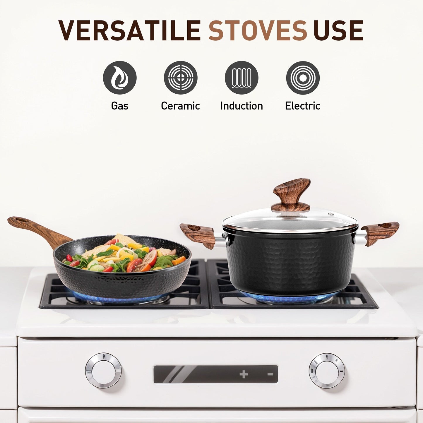 Kitchen Academy 15-piece Nonstick Granite-coated Cookware Set