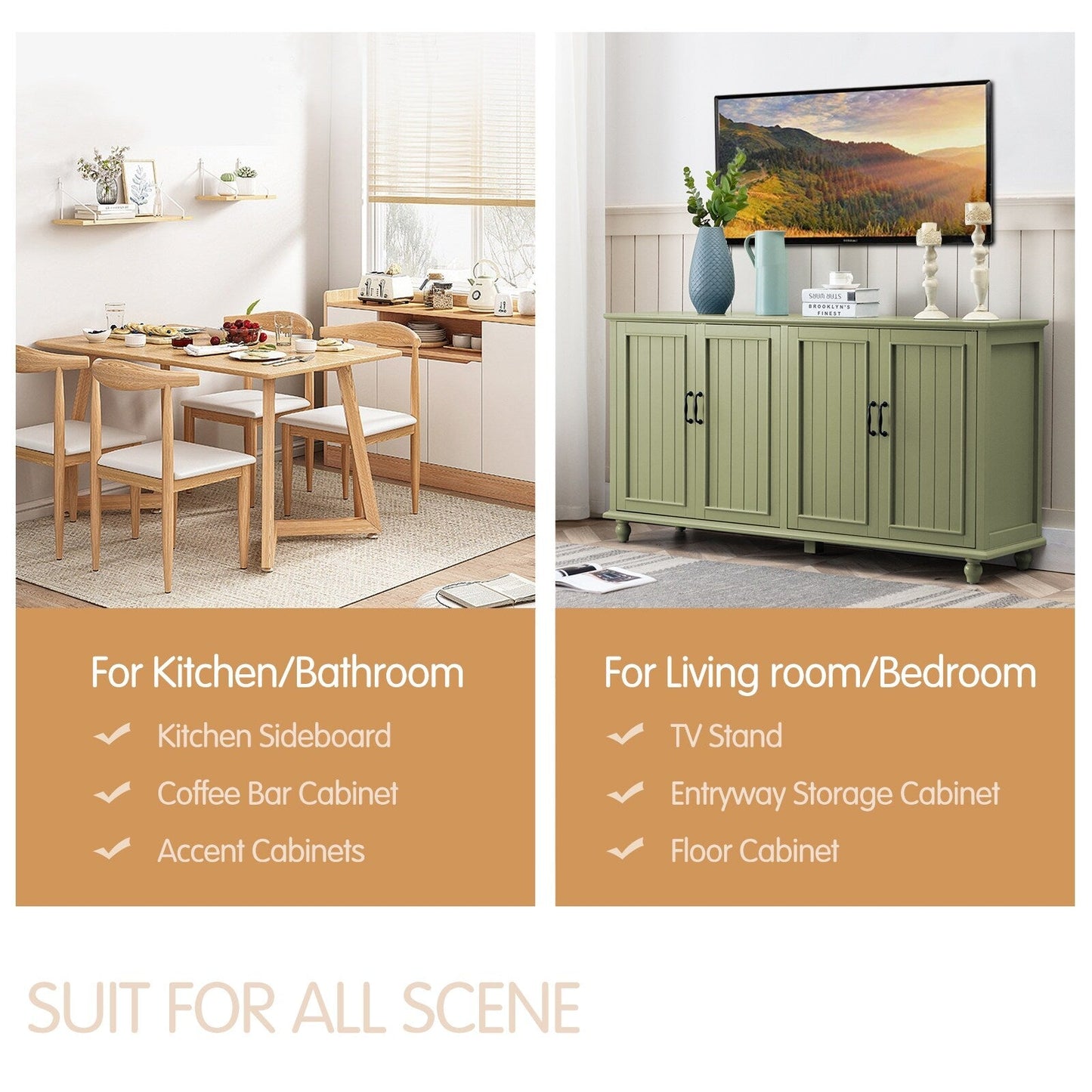 Kitchen Sideboard Coffee Bar Cabinet Accent Storage Cabinet