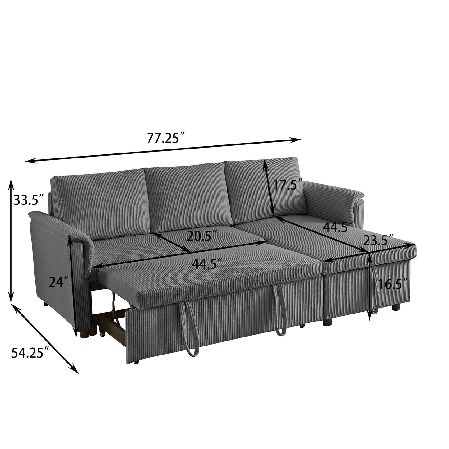 Loveseat Sofa with Chaise Lounge L-Shaped Modular Convertible Sofa with Storage Chaise