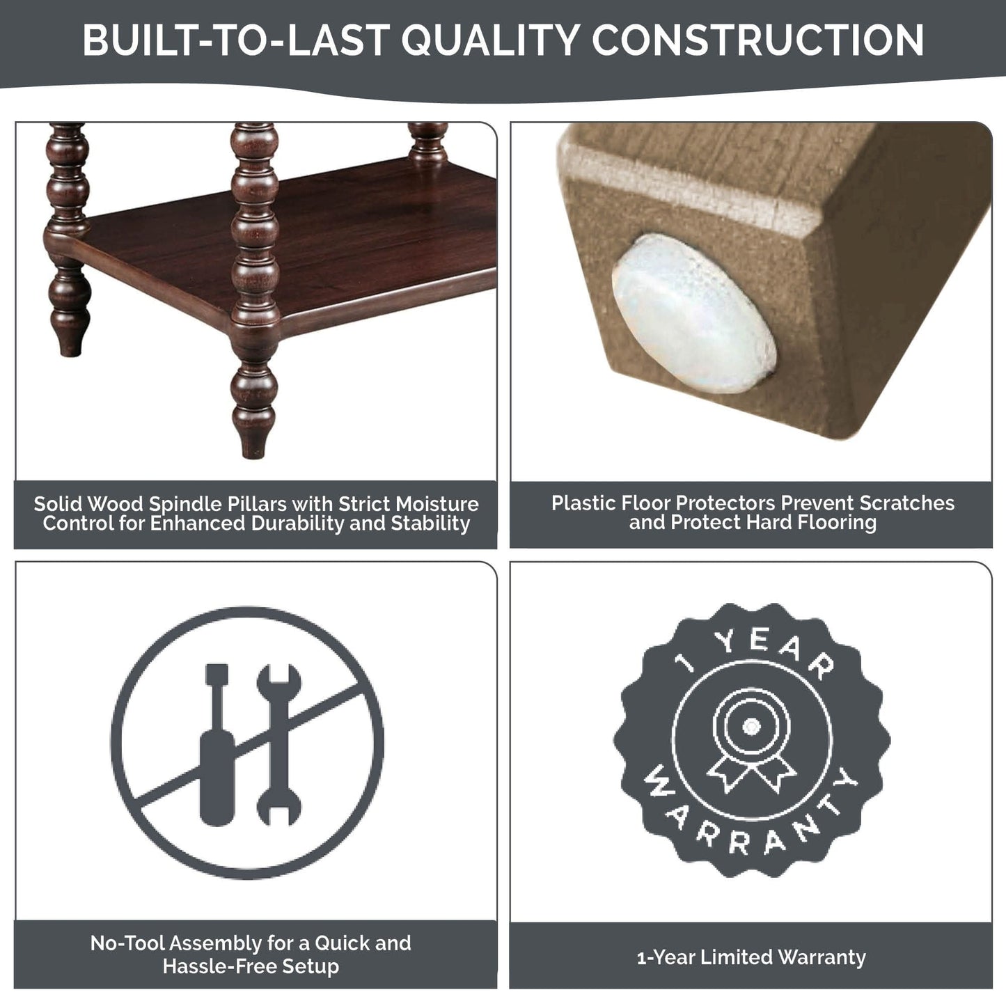 Madison Park Signature Beckett Turned Wood Spindle Nightstand with Drawer & Shelf