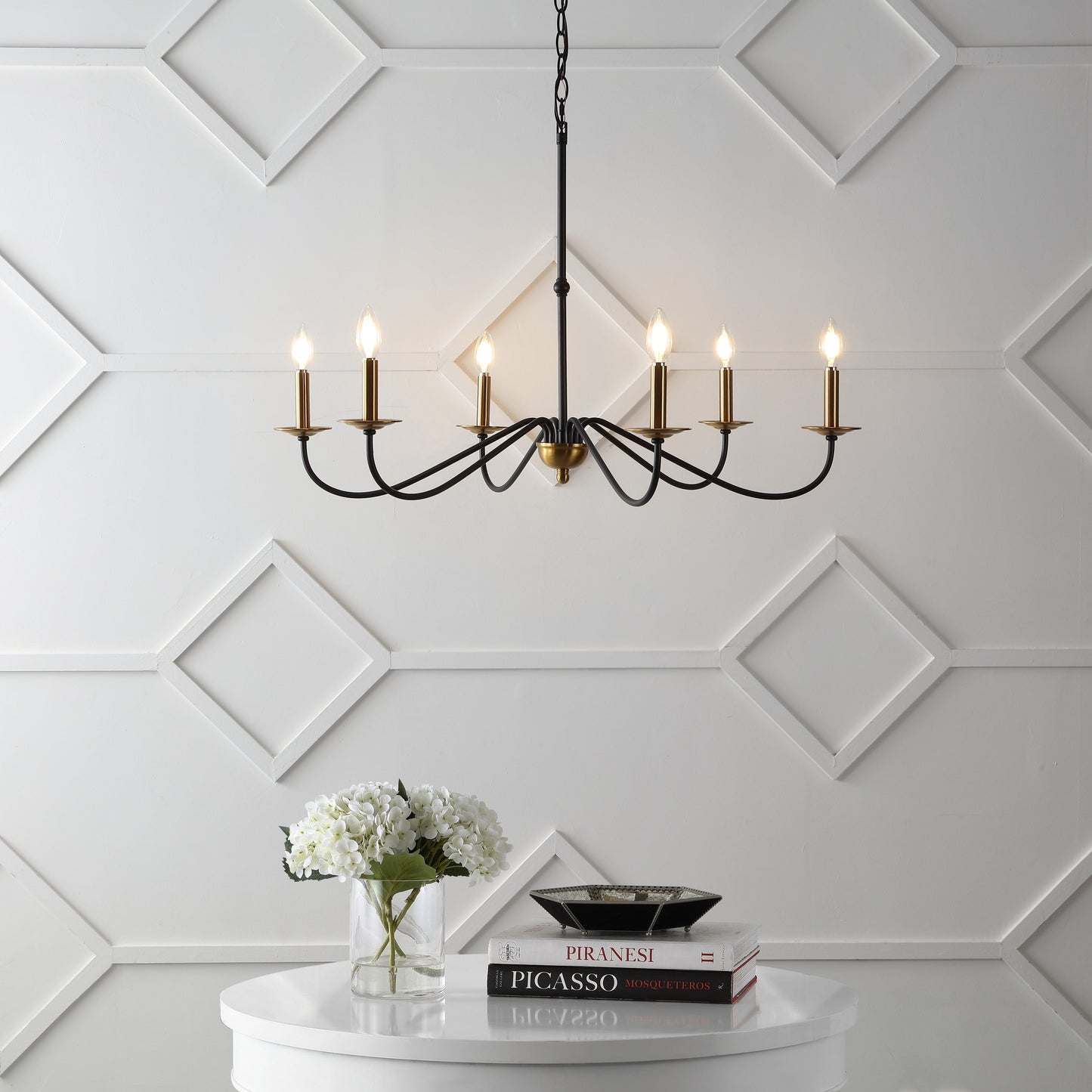 34.75 6-Light Iron LED Chandelier, by JONATHAN Y