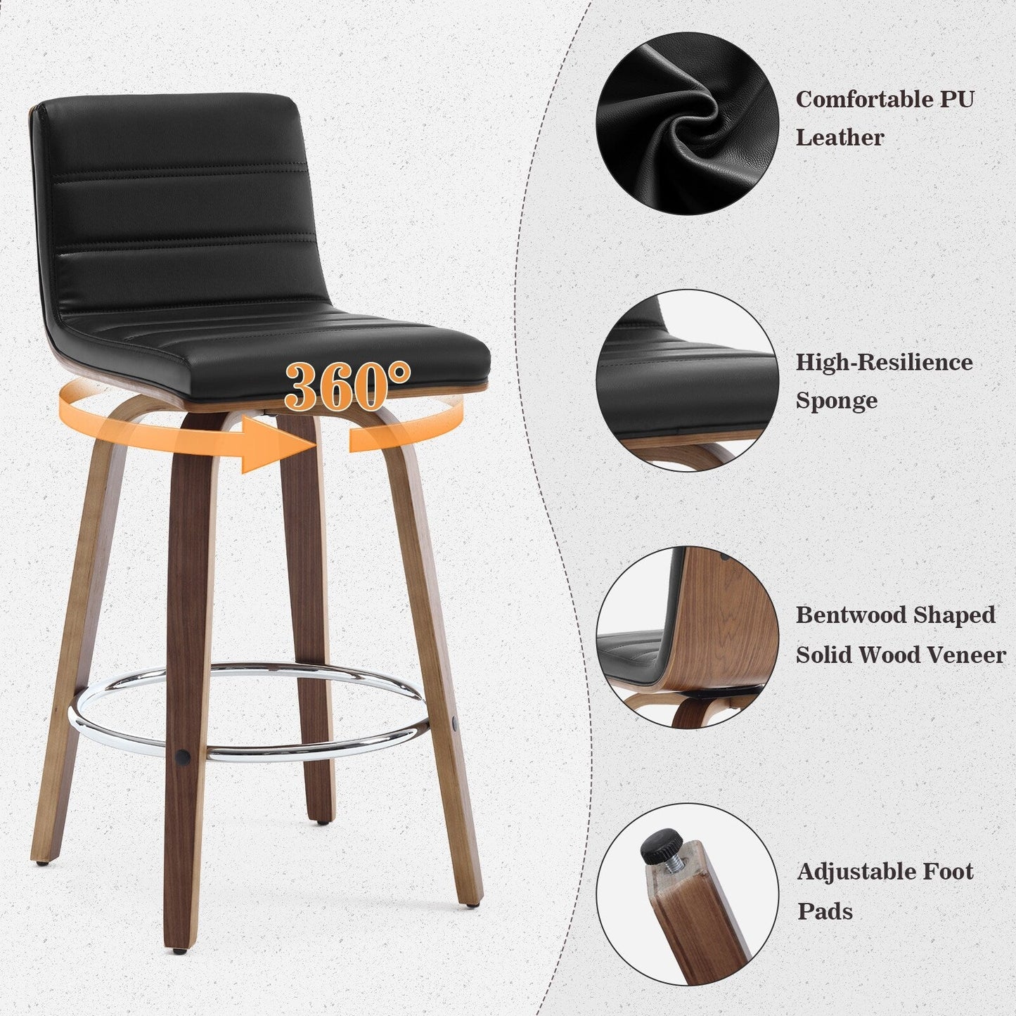 26/29 Faux Leather Swivel Bar/Counter Stools, Set of 2/3