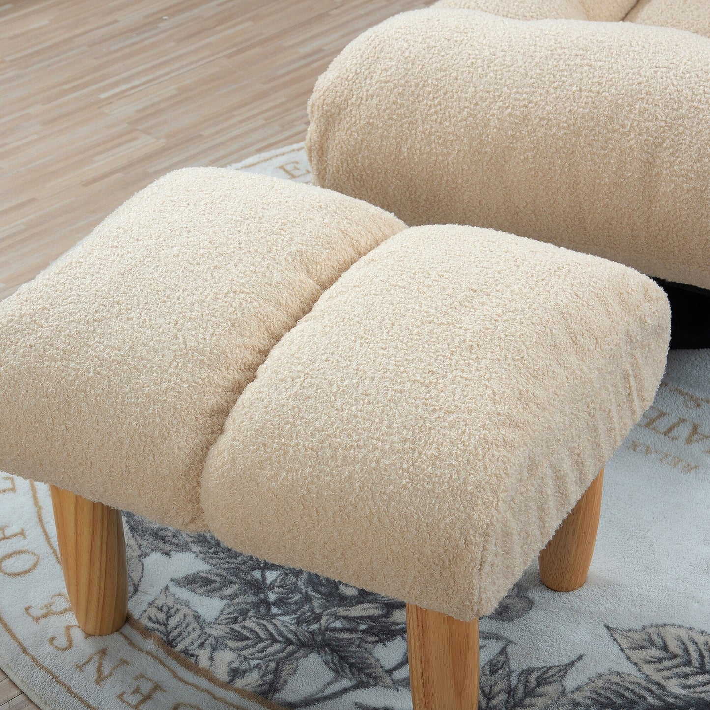 Upholstered Armless Recliner Set with Ottoman and Adjustable Headrest