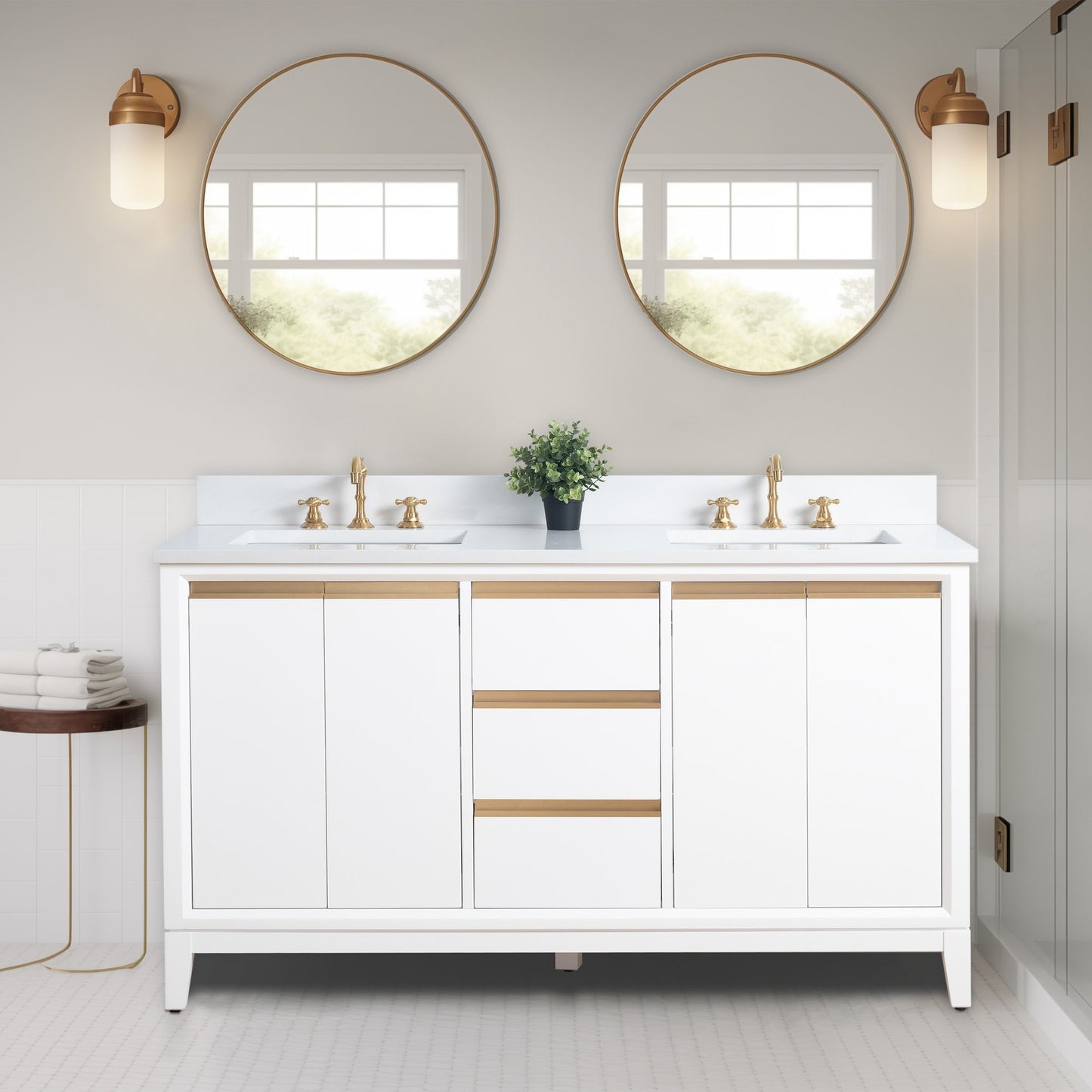 Vanity Art Bathroom Vanity with Ceramic Sink and Engineered Marble Top
