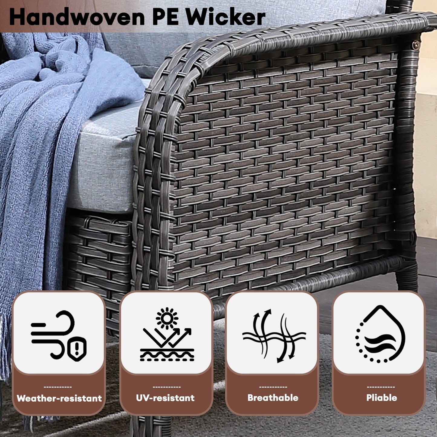 XIZZI 4-piece Outdoor Patio Furniture Conversation Set with Table