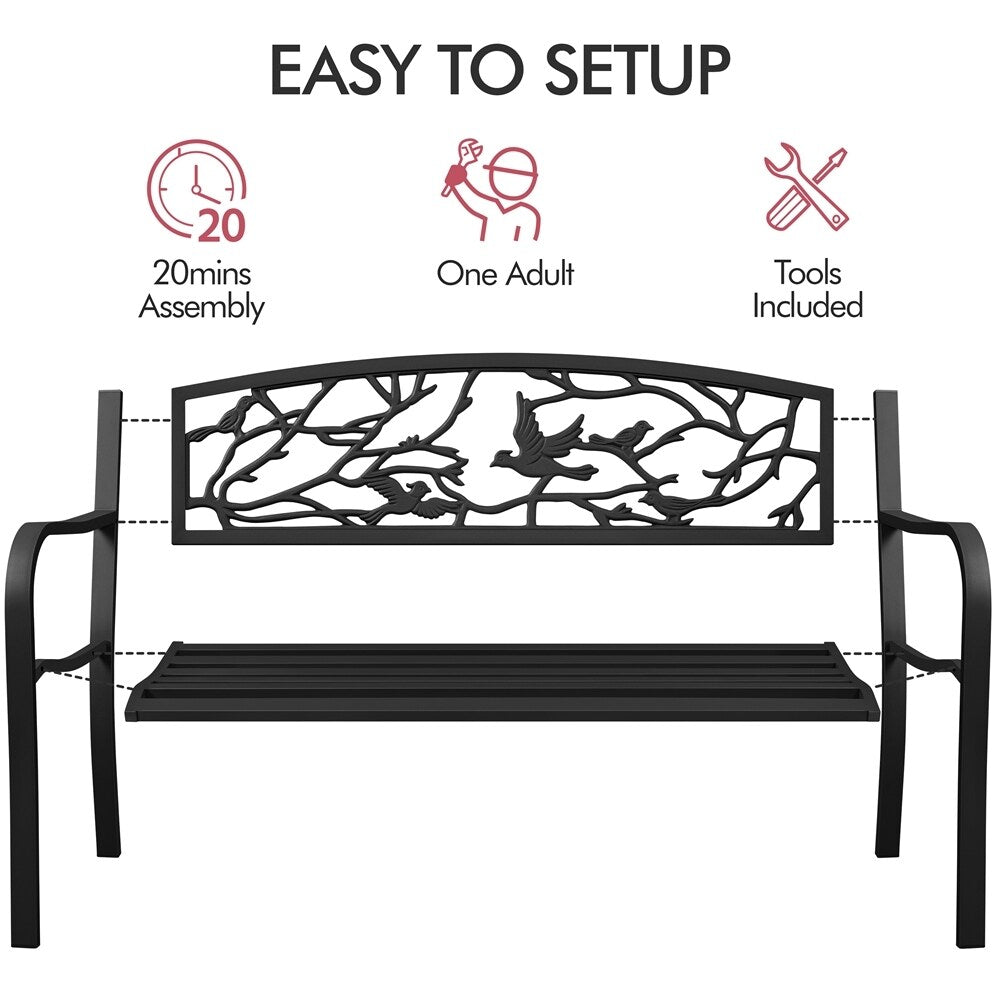 Yaheetech Patio Garden Bench Outdoors Metal Porch Chair - N/A