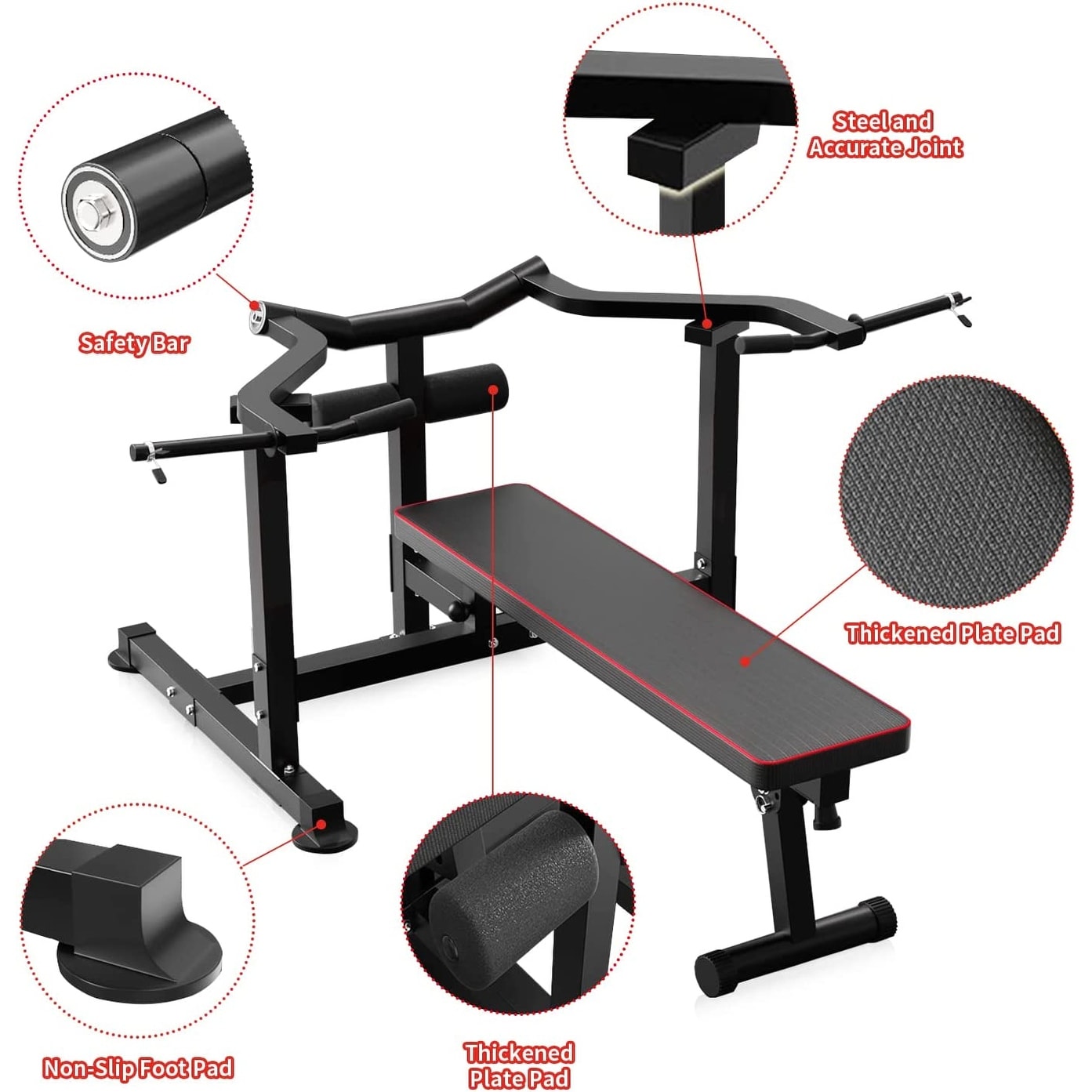 Zenova Bench Press Set Chest Press Machine with Independent Converging Arms and Dumbbell Rack