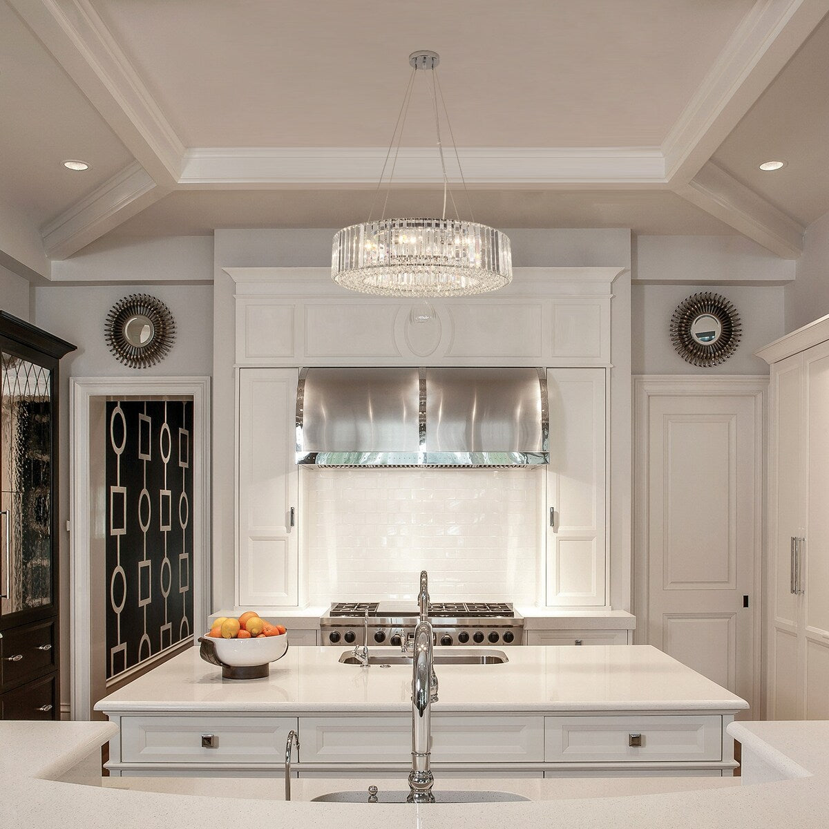 24.8 in. 8-Light Farmhouse Chandelier, Crystal Chandelier, Drum Chandelier for Dining Room Living Room Bedroom Kitchen