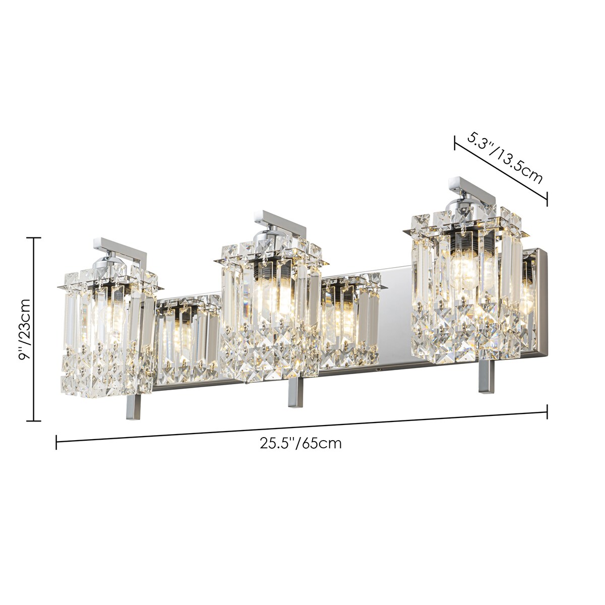 3-Light Modern Glam Bathroom Vanity Lights Crystal Wall Sconce Light for Mirror