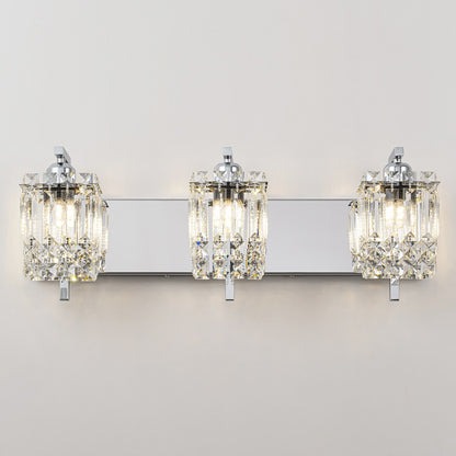 3-Light Modern Glam Bathroom Vanity Lights Crystal Wall Sconce Light for Mirror