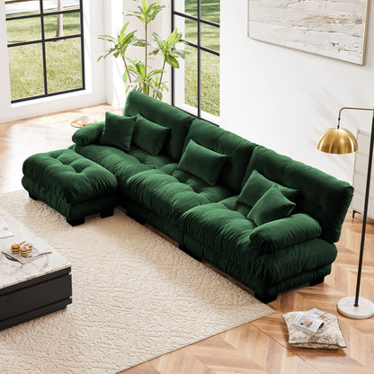 3-Seat Modular Sectional Sofa Deep Seat Couch L Shaped Cloud Couch with Convertible Ottoman for Living Room