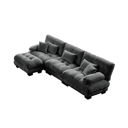 3-Seat Modular Sectional Sofa Deep Seat Couch L Shaped Cloud Couch with Convertible Ottoman for Living Room