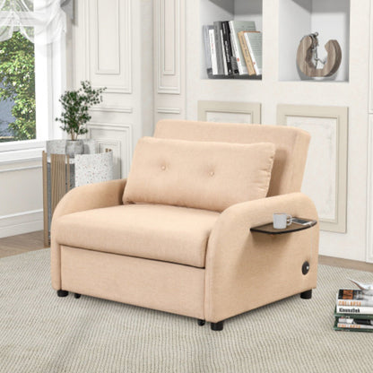 3-in-1 Pull-Out Sofa Sleeper with Collapsible Wing Table & USB Ports by Harper&Bright Designs