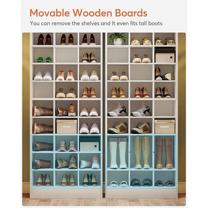 30 Pairs Tall Shoe Cabinet, 10 Tiers White Wooden Shoe Storage Rack for Closet, Entryway - 10-tier