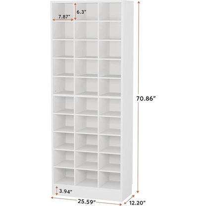 30 Pairs Tall Shoe Cabinet, 10 Tiers White Wooden Shoe Storage Rack for Closet, Entryway - 10-tier