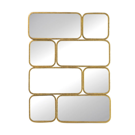 32 Inch Luxury Wall Decor Mirror, 8 Gold Finished Curved Metal Frames