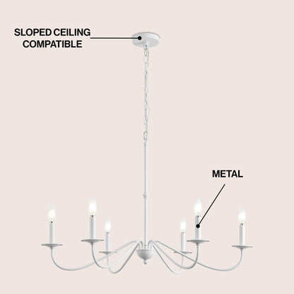 34.75 6-Light Iron LED Chandelier, by JONATHAN Y