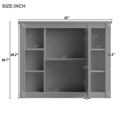 36'' Modern Bathroom Vanity with Top Sink and Mirror Cabinet,2 Doors and 2 Drawers