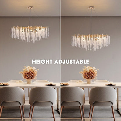 40 in. Gold Modern Crystal Chandelier Tree Branches Rectangular Chandelier Kitchen Island Pendent Light for Dining Room