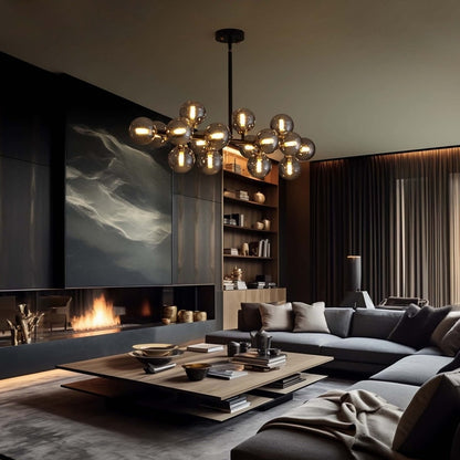 40 in. Linear Mid Century Modern Chandelier 16-Light Gold Brass Sputnik Pendant Light with Frosted Glass Globe for Dining Room