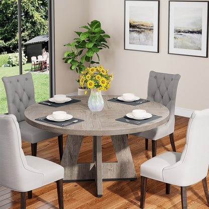 47 Round Dining Table for 4, Farmhouse Kitchen Table Small Dinner Table Wood Kitchen Table for Dining Room Living Room