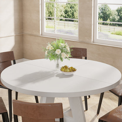 47 Round Dining Table for 4, Farmhouse Kitchen Table Small Dinner Table Wood Kitchen Table for Dining Room Living Room