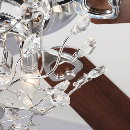 48 Modern Reversible 5-Blade Crystal Flush Mount Ceiling Fan with Remote