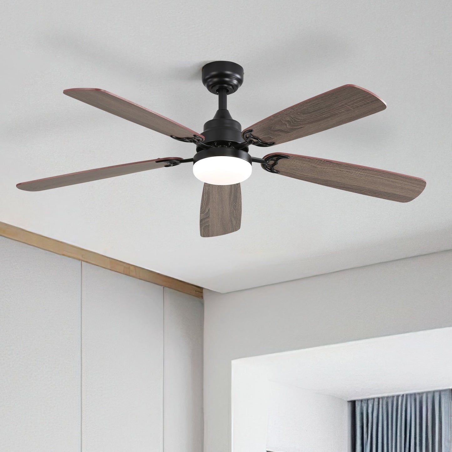 48 and 52 Integrated LED Ceiling Fan with Light and Remote, Reversible DC Motor