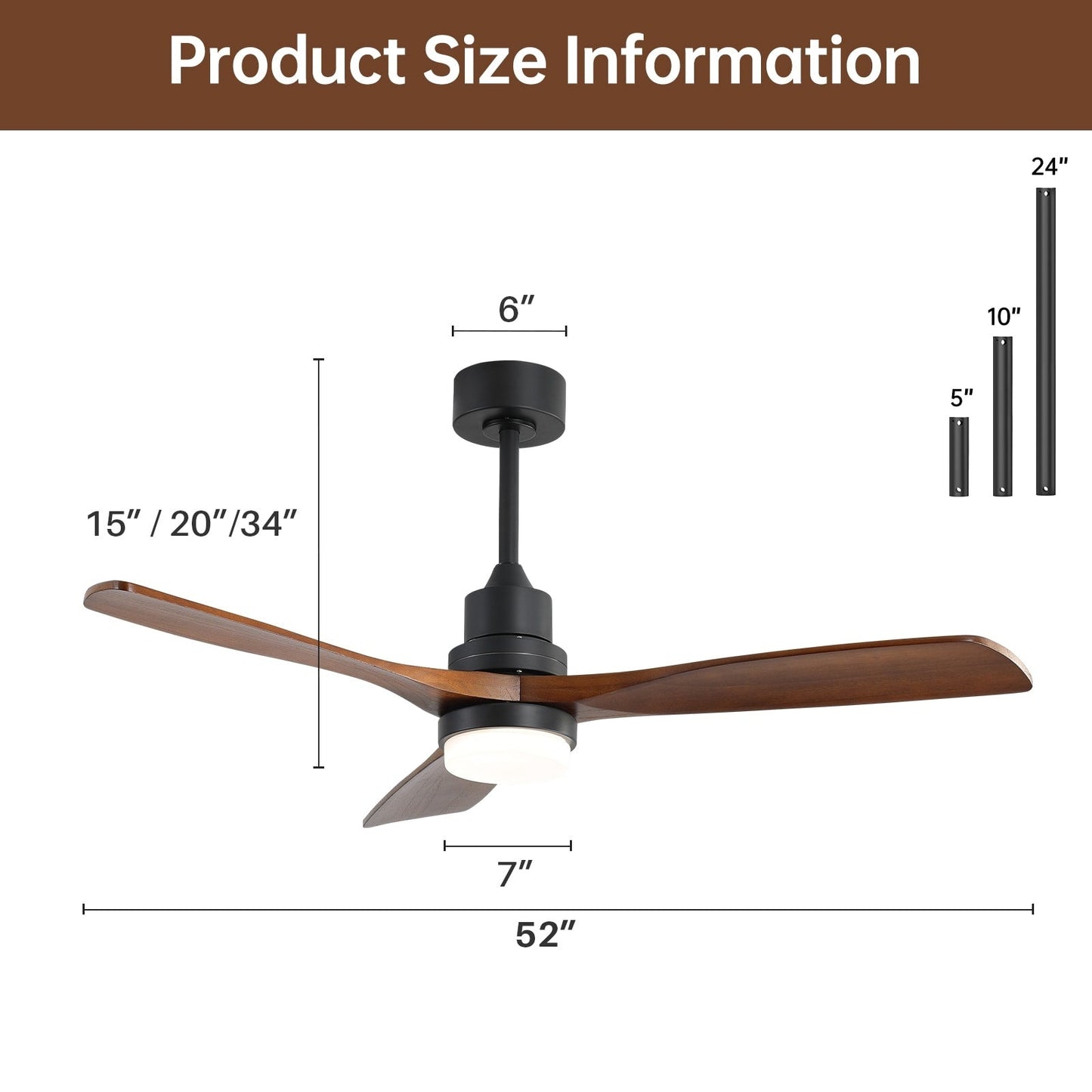 48 and 52 Integrated LED Ceiling Fan with Light and Remote, Reversible DC Motor