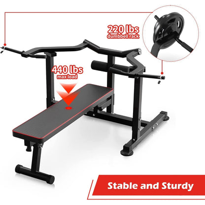 Zenova Bench Press Set Chest Press Machine with Independent Converging Arms and Dumbbell Rack