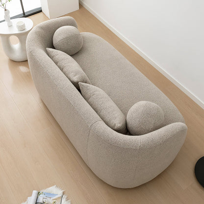 KINWELL Boucle Upholstered 2-Seats Loveseat with Pillows