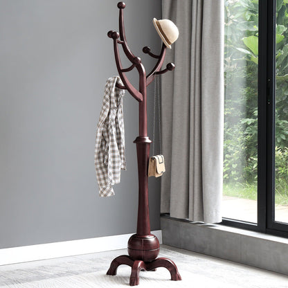 Tree-branch Rubberwood Freestanding Coat Rack with 8 Hooks - 24.5W x 70.87H