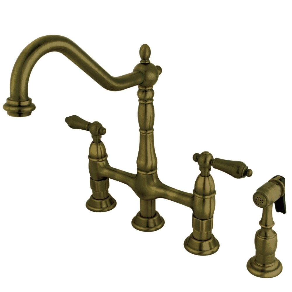 Kingston Brass Heritage Bridge Kitchen Faucet with Brass Sprayer