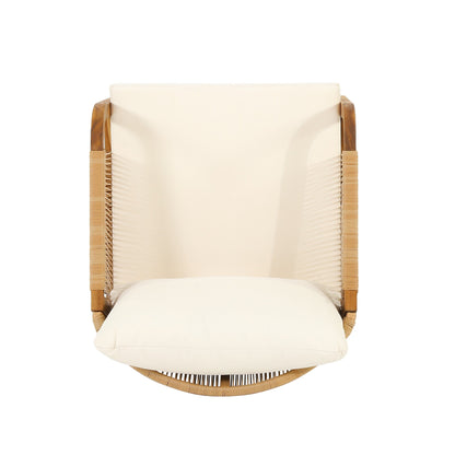 Jabe Outdoor Acacia Wood and Wicker Club Chair Set by Christopher Knight Home