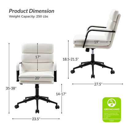 Joseph Modern Task Faux Leather Chair with Tilt Lock and Center Tilt by HULALA HOME