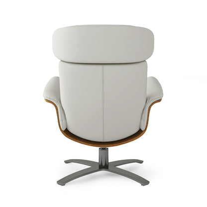 Jovan 31.5 Curved Wood Genuine Leather Recliner Lounge Chair